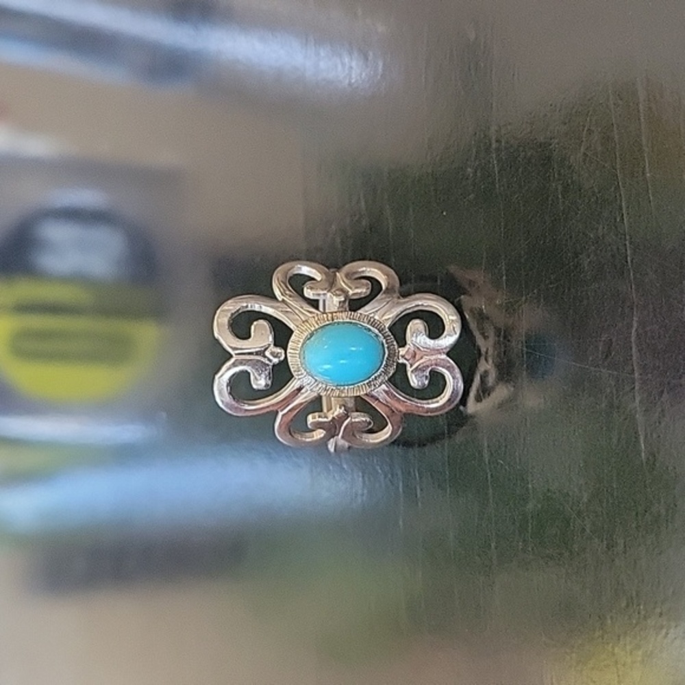 Vintage Sarah Coventry Mood Cloud 1974 ring, faux turquoise, adjustable
